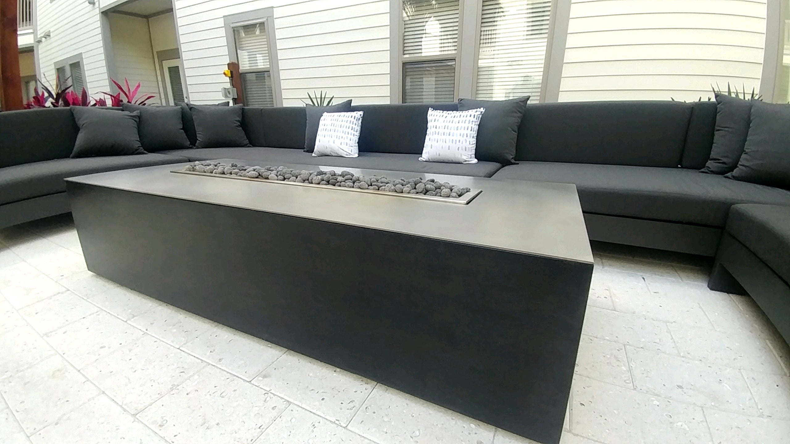black linear firepit