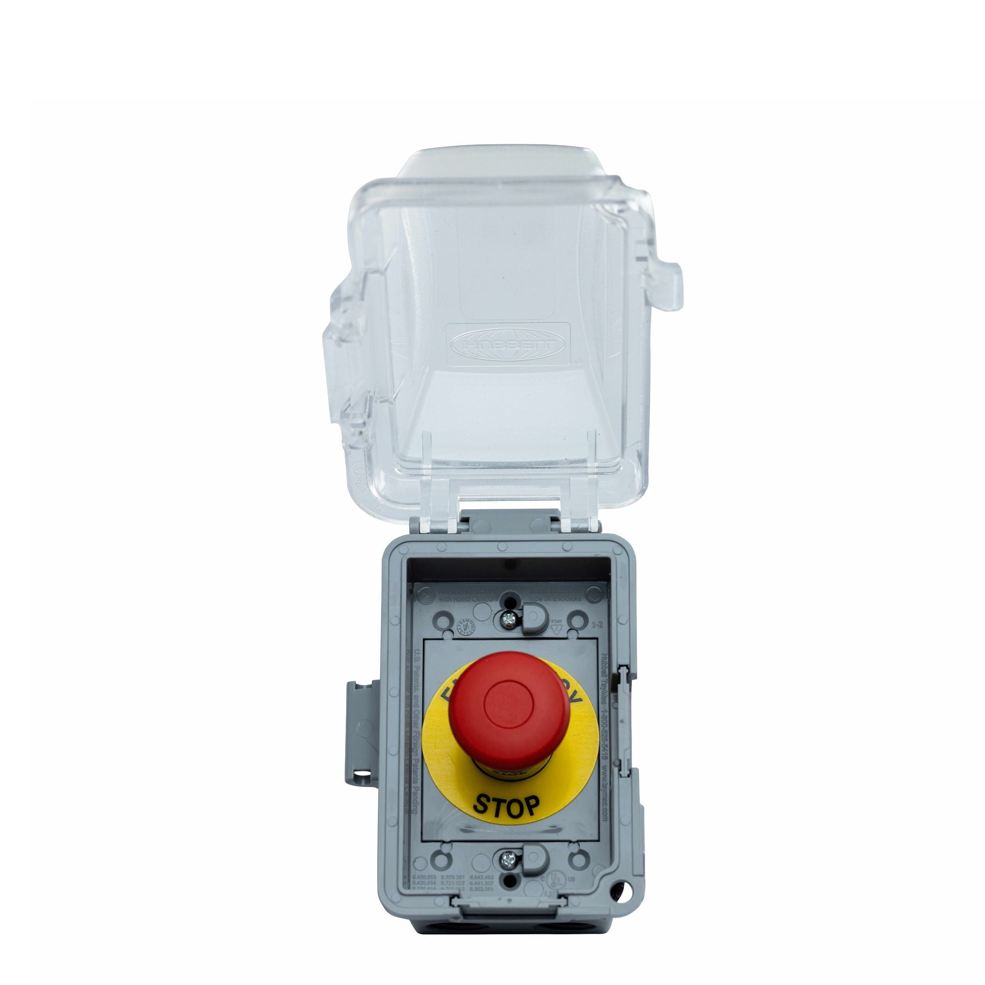 Control panel with a red 'STOP' button on a white background
