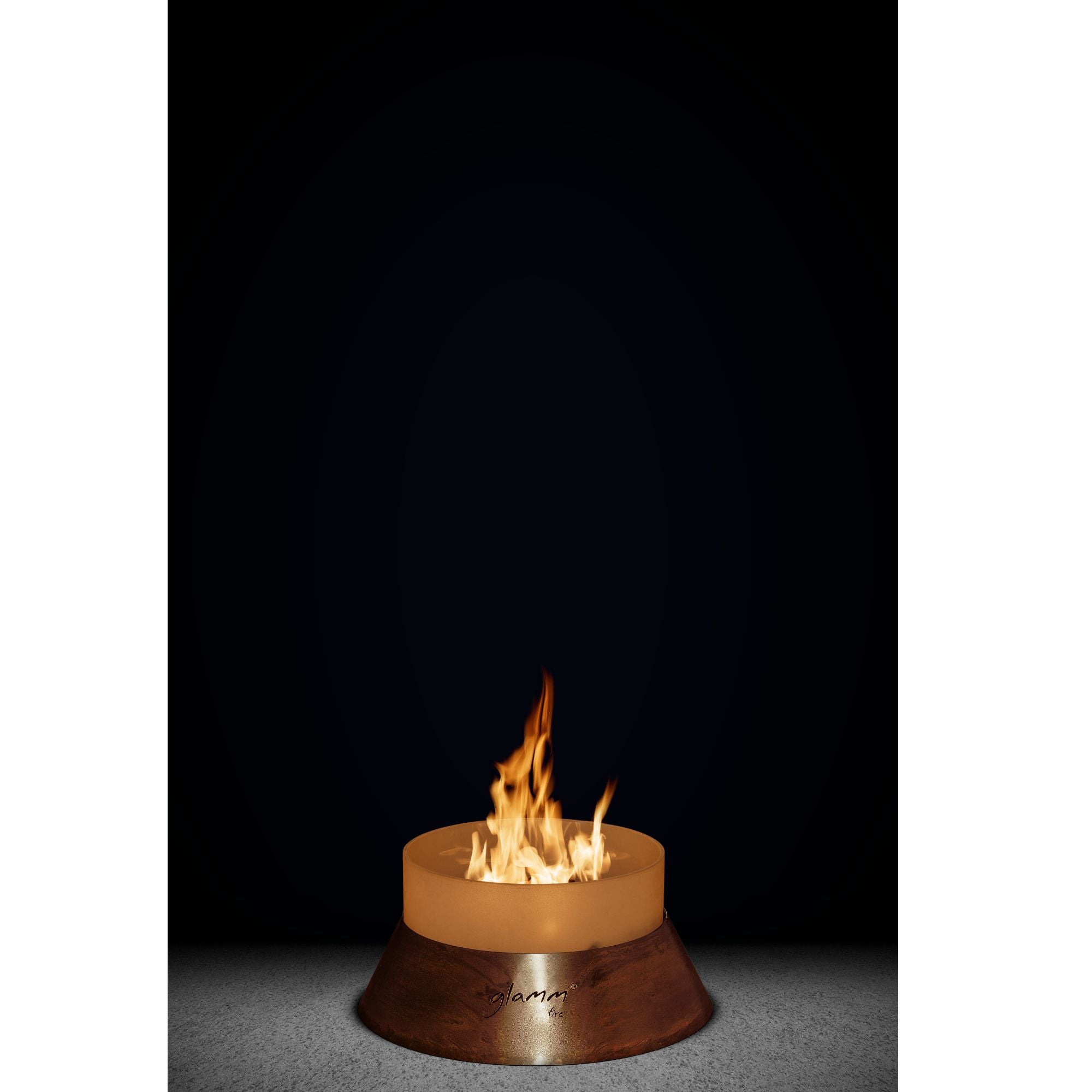 Fire pit with flames on a black background
