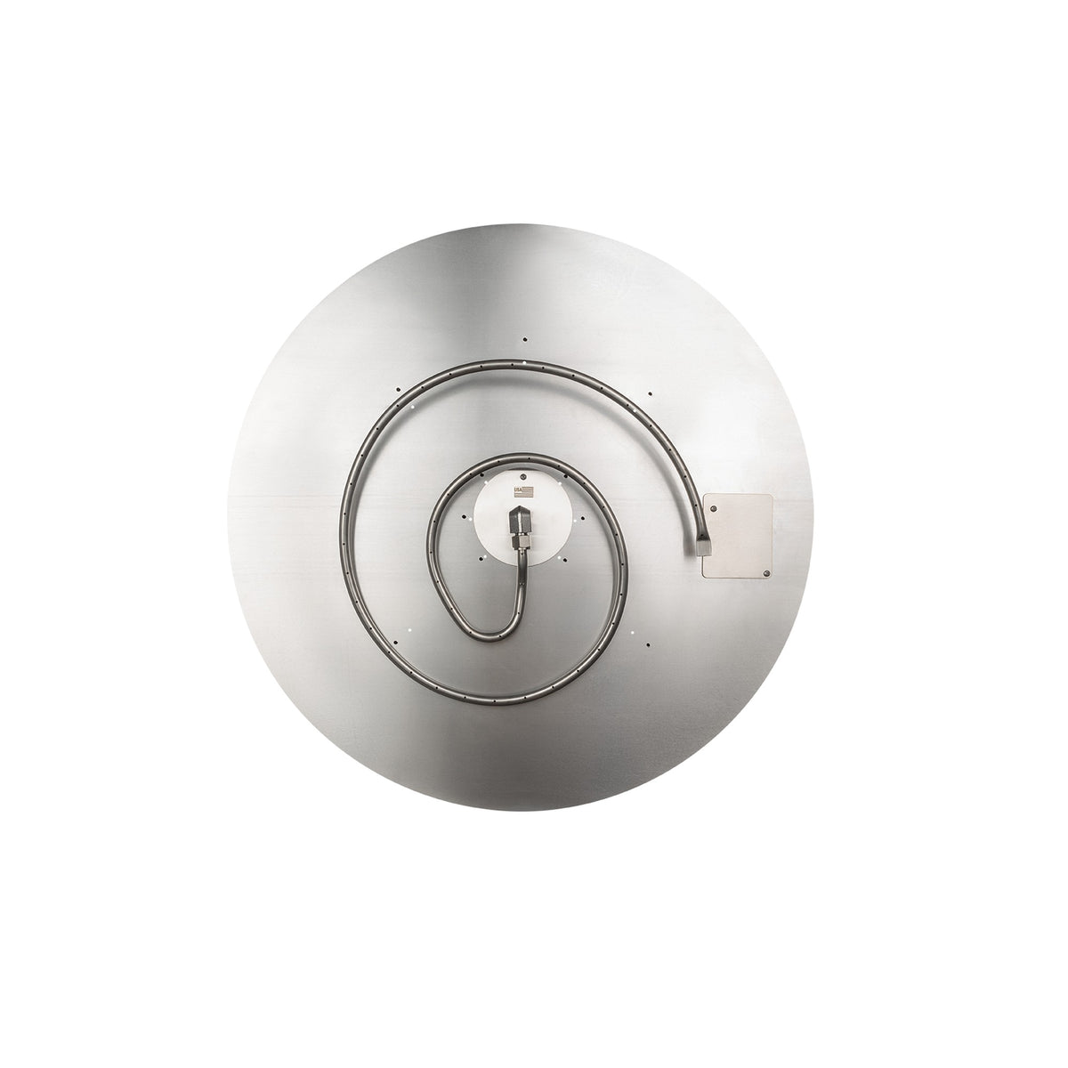 Fire by Design round flat stainless steel burner pan with burner