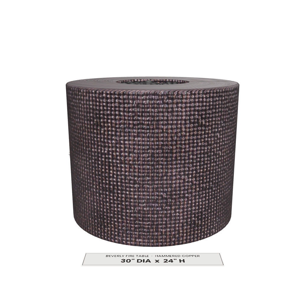 Beverly Fire Table Hammered Copper 3D model – 30 in diameter x 24 in tall