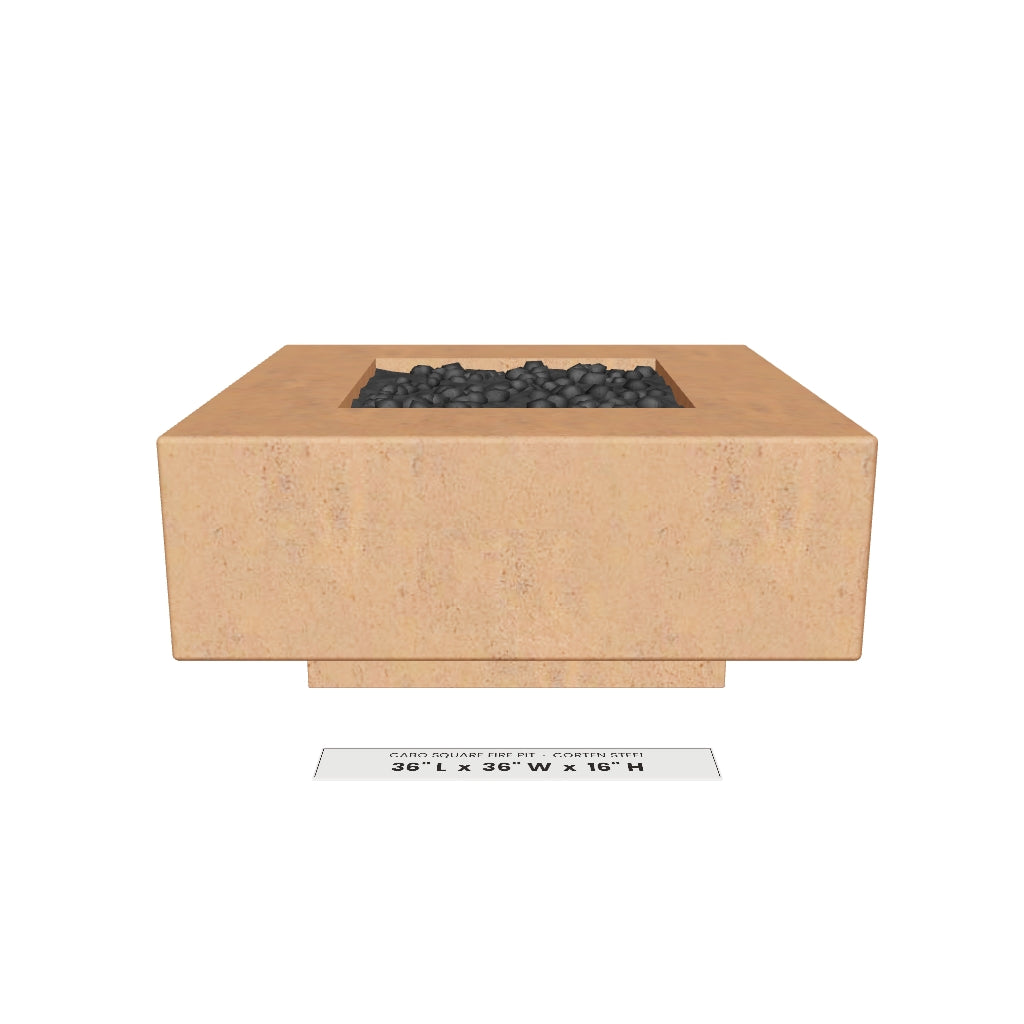 Cabo Square Fire Pit Corten Steel 3D model – 36 in x 36 in x 16 in tall