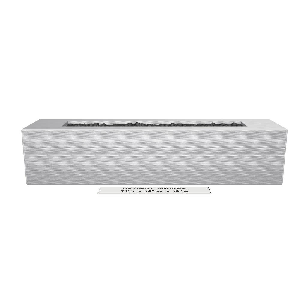 Carmen Fire Pit Stainless Steel 3D model – 72 x 16 x 16 in tall