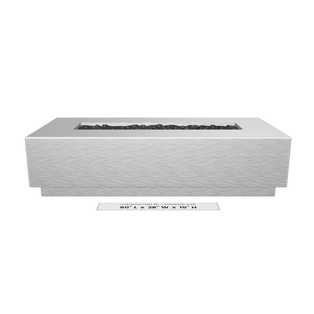 Coronado Fire Pit Stainless Steel 3D model – 60 in x 28 in x 15 in tall