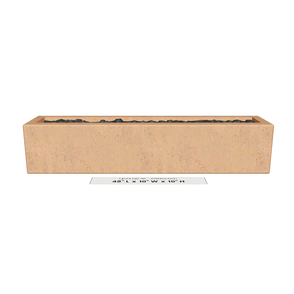 Eaves Fire Pit Corten Steel 3D model – 48 in x 10 in x 10 in tall