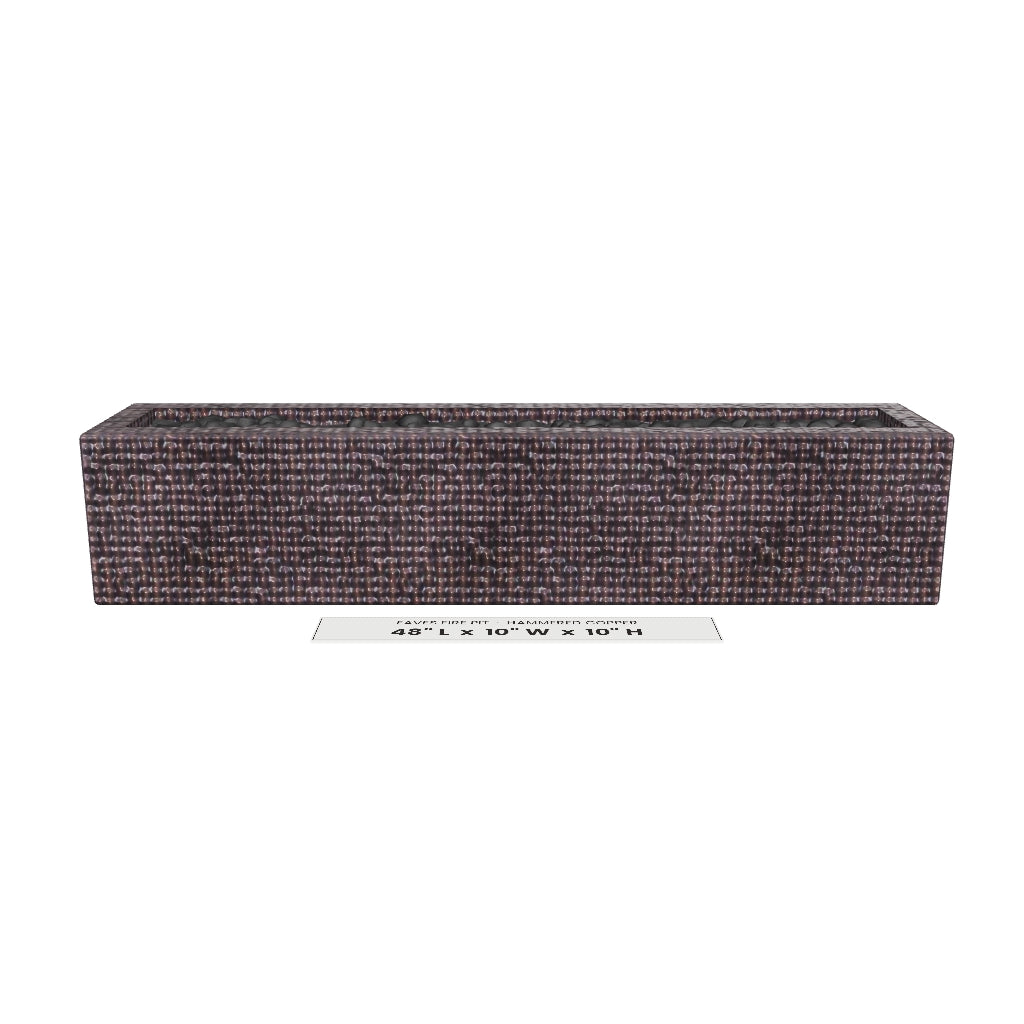 Eaves Fire Pit Hammered Copper 3D model – 48 in x 10 in x 10 in tall