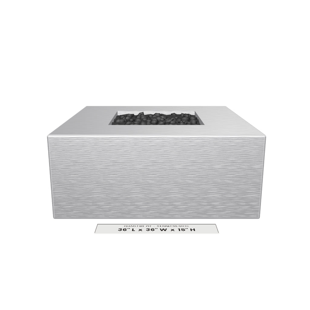 Quad Fire Pit Stainless Steel 3D model – 36 in x 36 in x 15 in tall