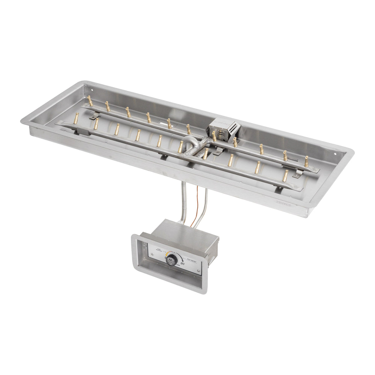 Rectangular drop-in pan with brass 'H' bullet burner, Match Lit w/ Flame Sense