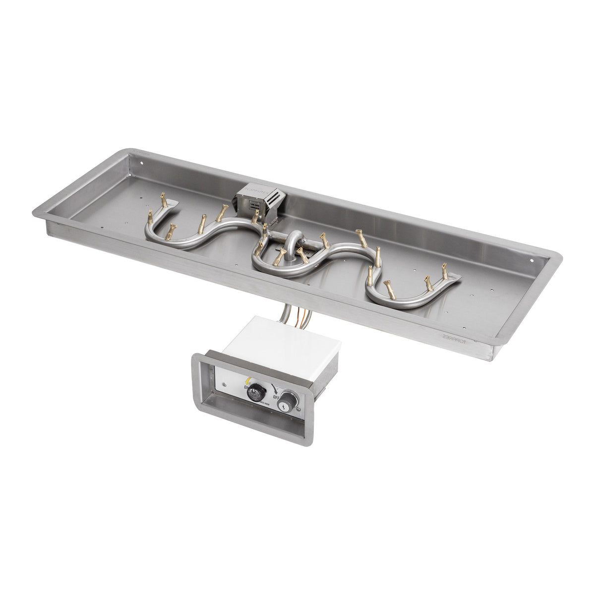 Rectangular drop-in pan with stainless steel switchback bullet burner, Flame Sense w/ Spark Ignition