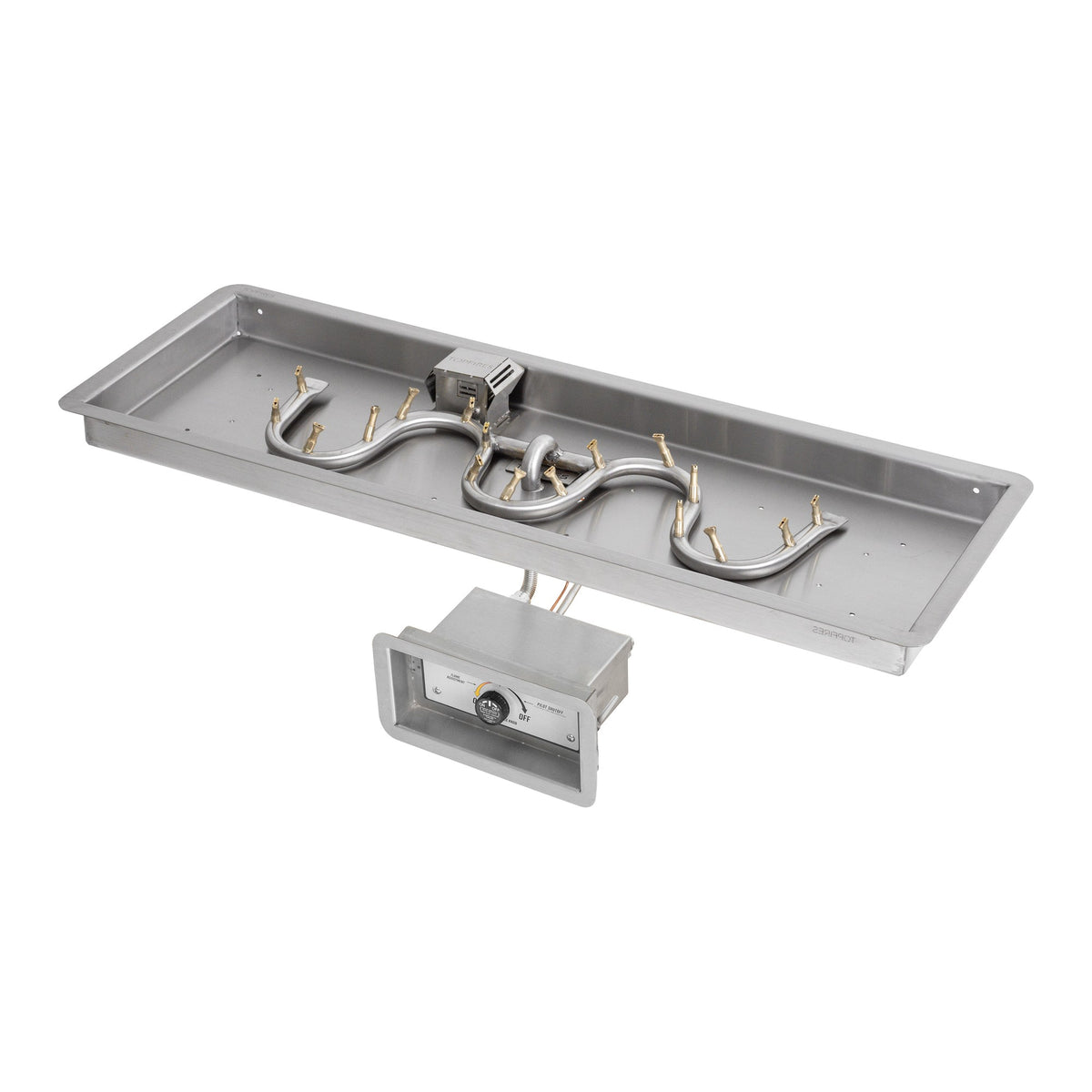 Rectangular drop-in pan with stainless steel switchback bullet burner, Match Lit w/ Flame Sense