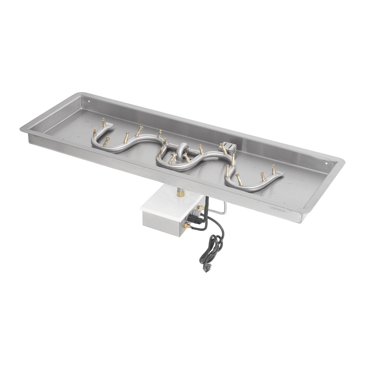 Rectangular drop-in pan with stainless steel switchback bullet burner, Plug & Play