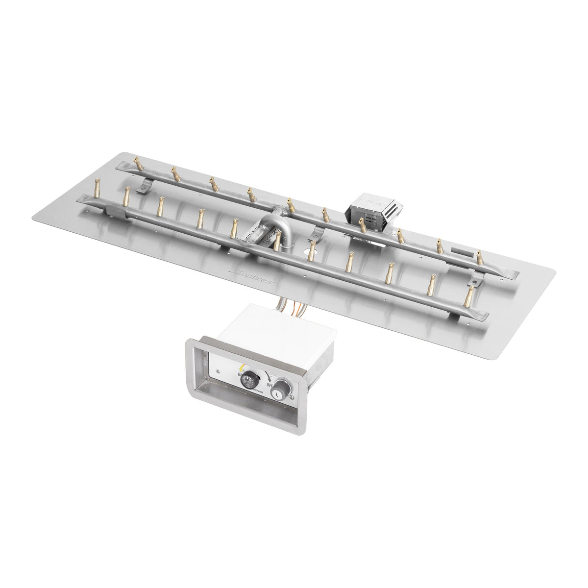 Rectangular flat pan with stainless steel 'H' bullet burner, Flame Sense w/ Spark Ignition