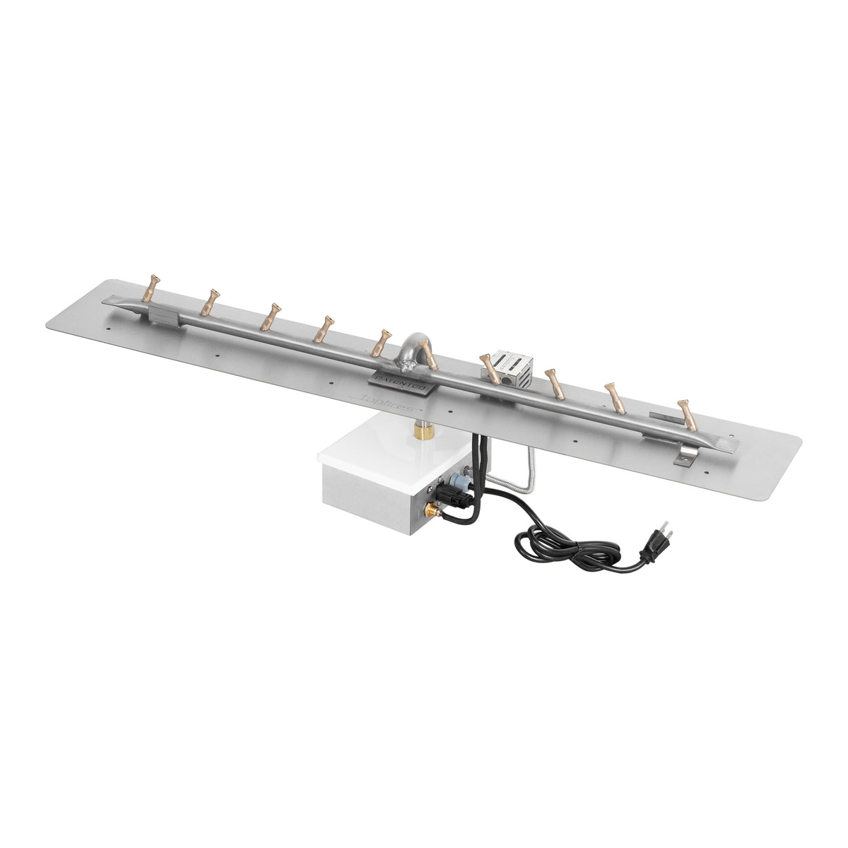 Rectangular flat pan with stainless steel linear bullet burner, Plug & Play