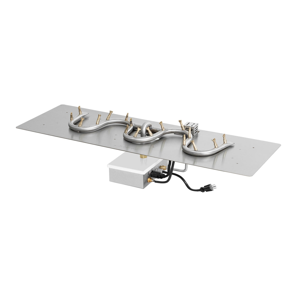 Rectangular flat pan with stainless steel switchback bullet burner, Plug & Play