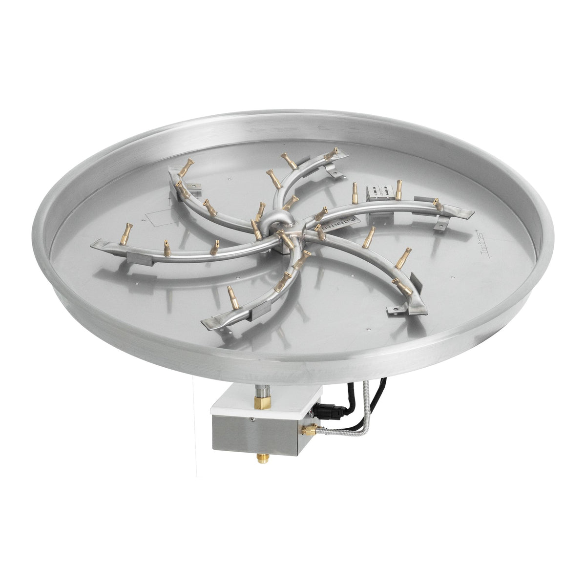 Round drop-in pan with brass triple 'S' bullet burner, 30DC Electronic Ignition