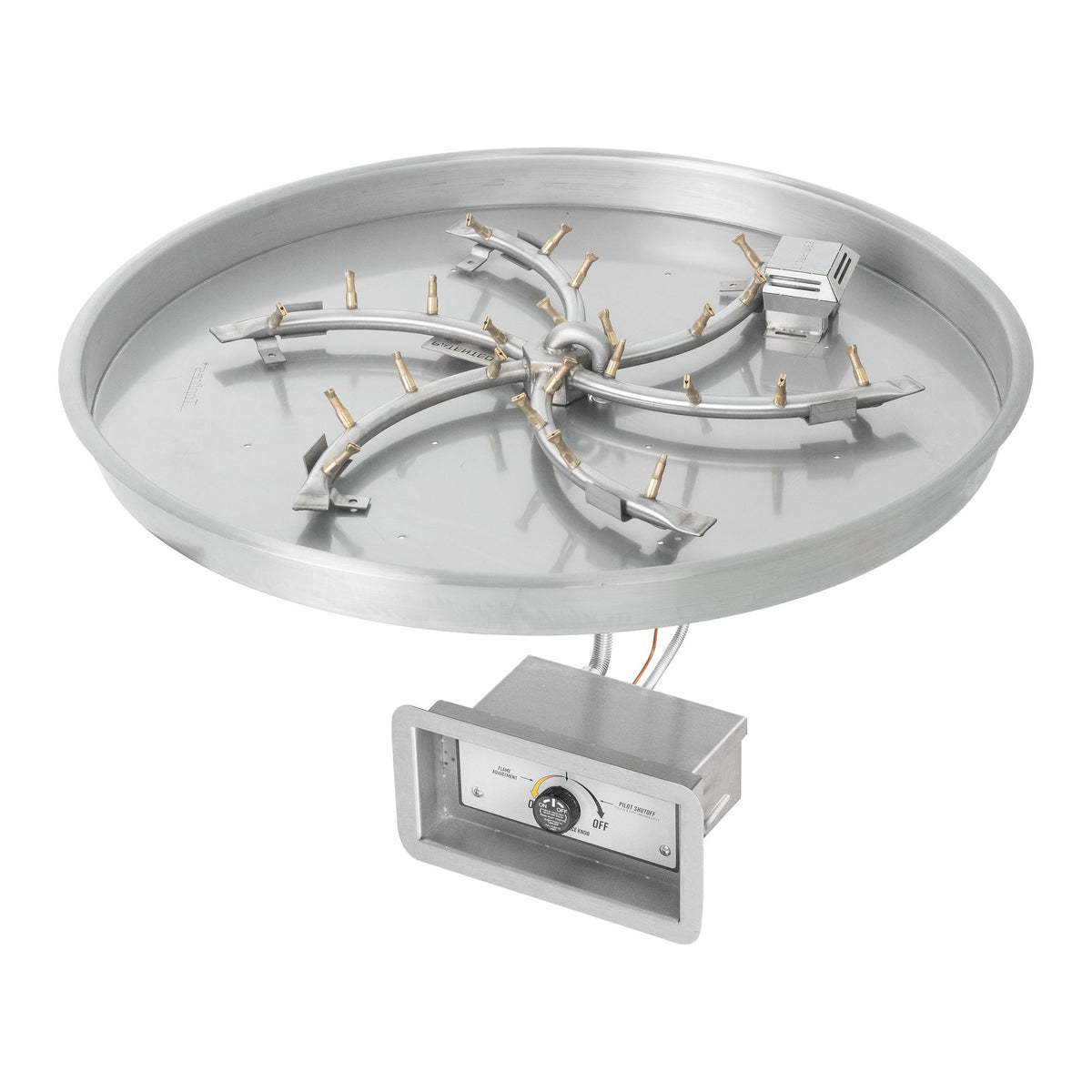 Round drop-in pan with stainless steel triple 'S' bullet burner, Match Lit w/ Flame Sense