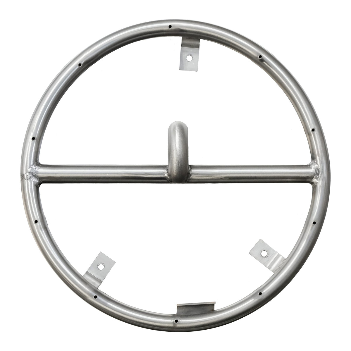 Round stainless steel burner, top view