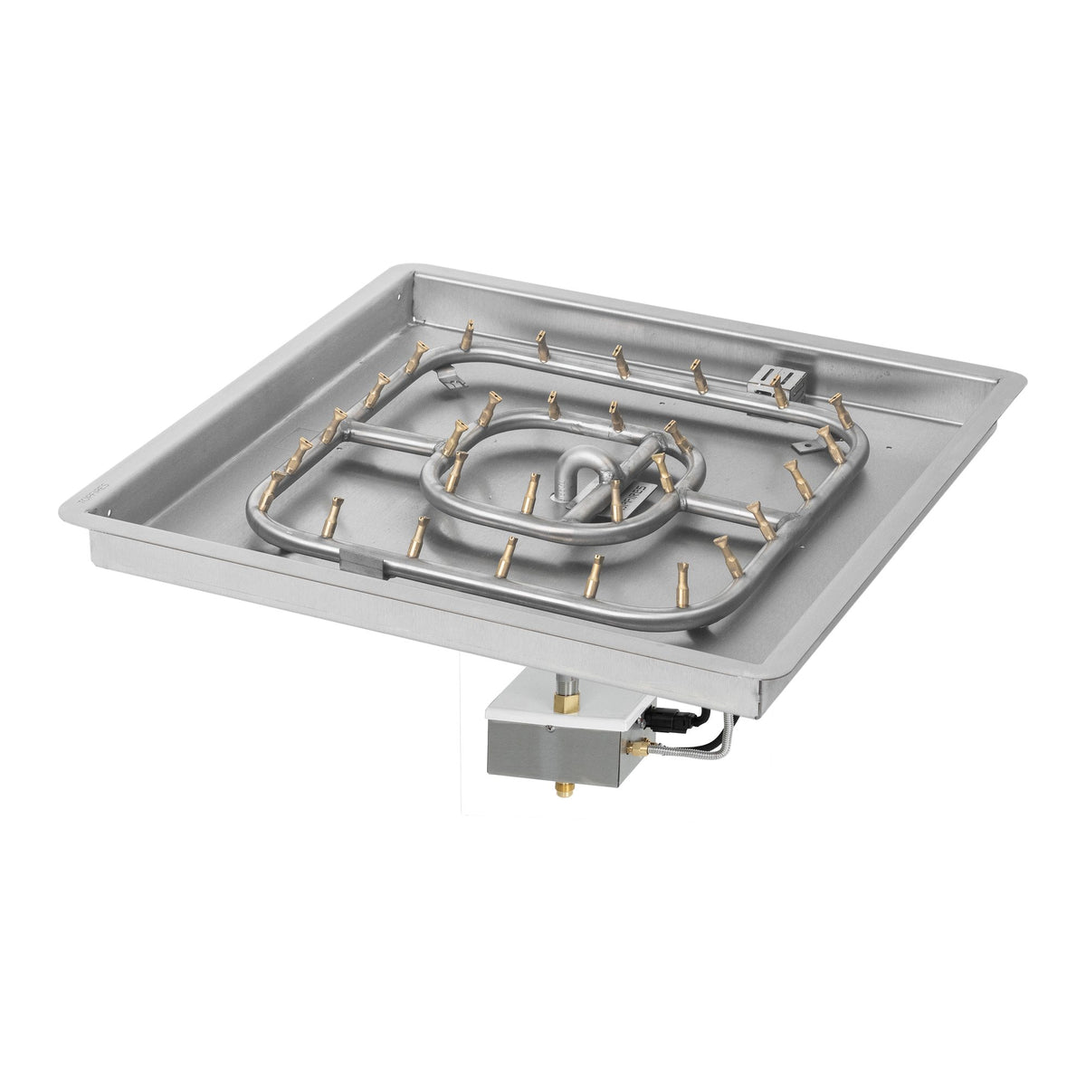 Square drop-in pan with stainless steel square bullet burner, 30DC Electronic Ignition