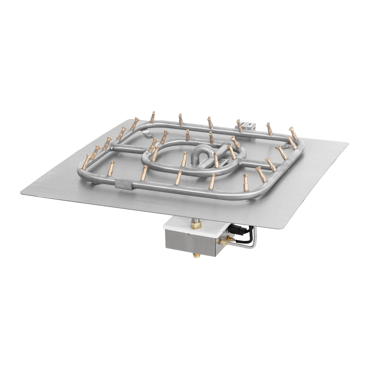 Square flat pan with stainless steel square bullet burner, 30DC Electronic Ignition