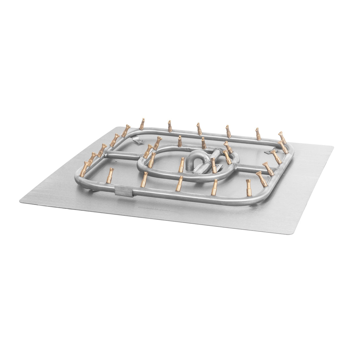 Square flat pan with stainless steel square bullet burner, Match Lit
