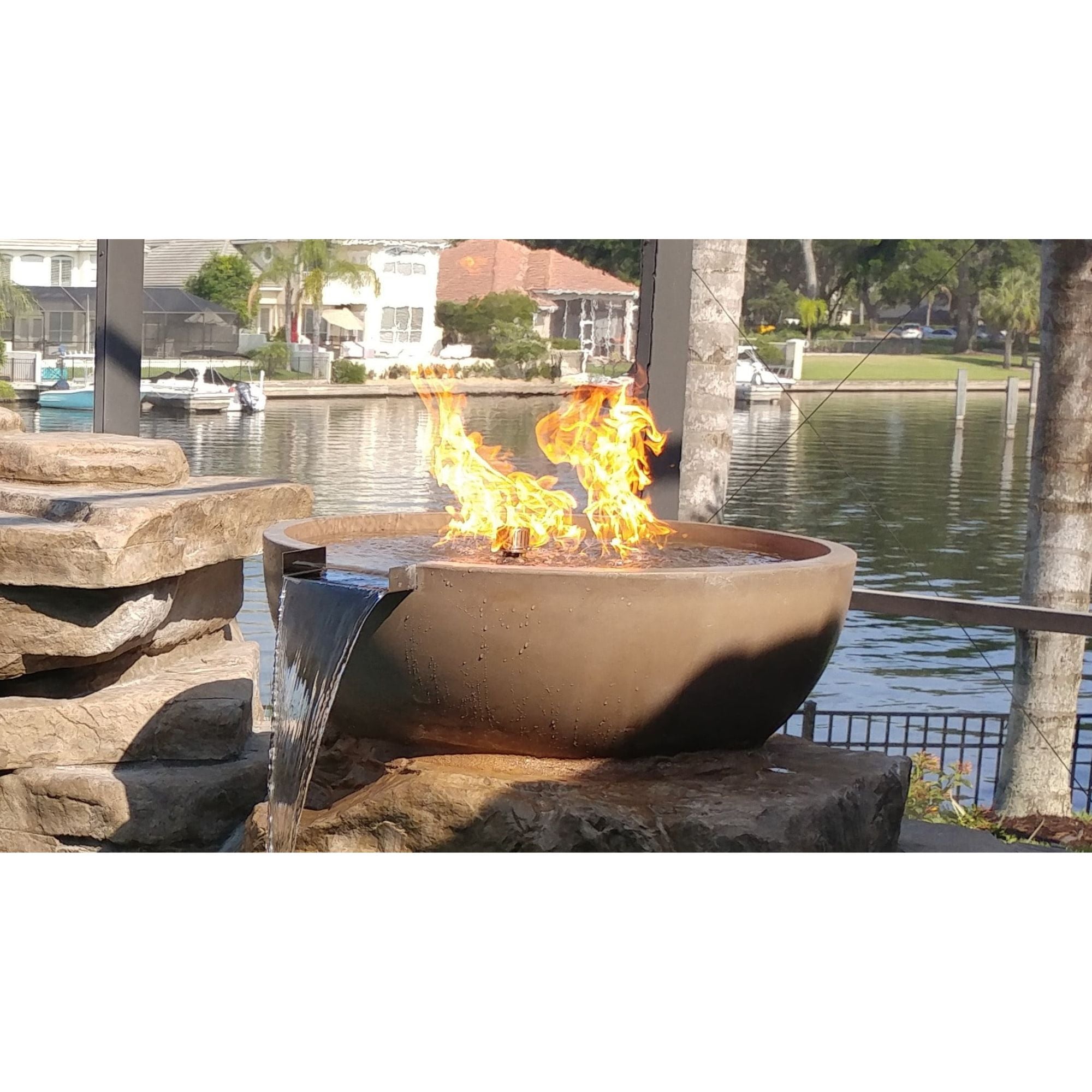 fire on water bowl with scupper