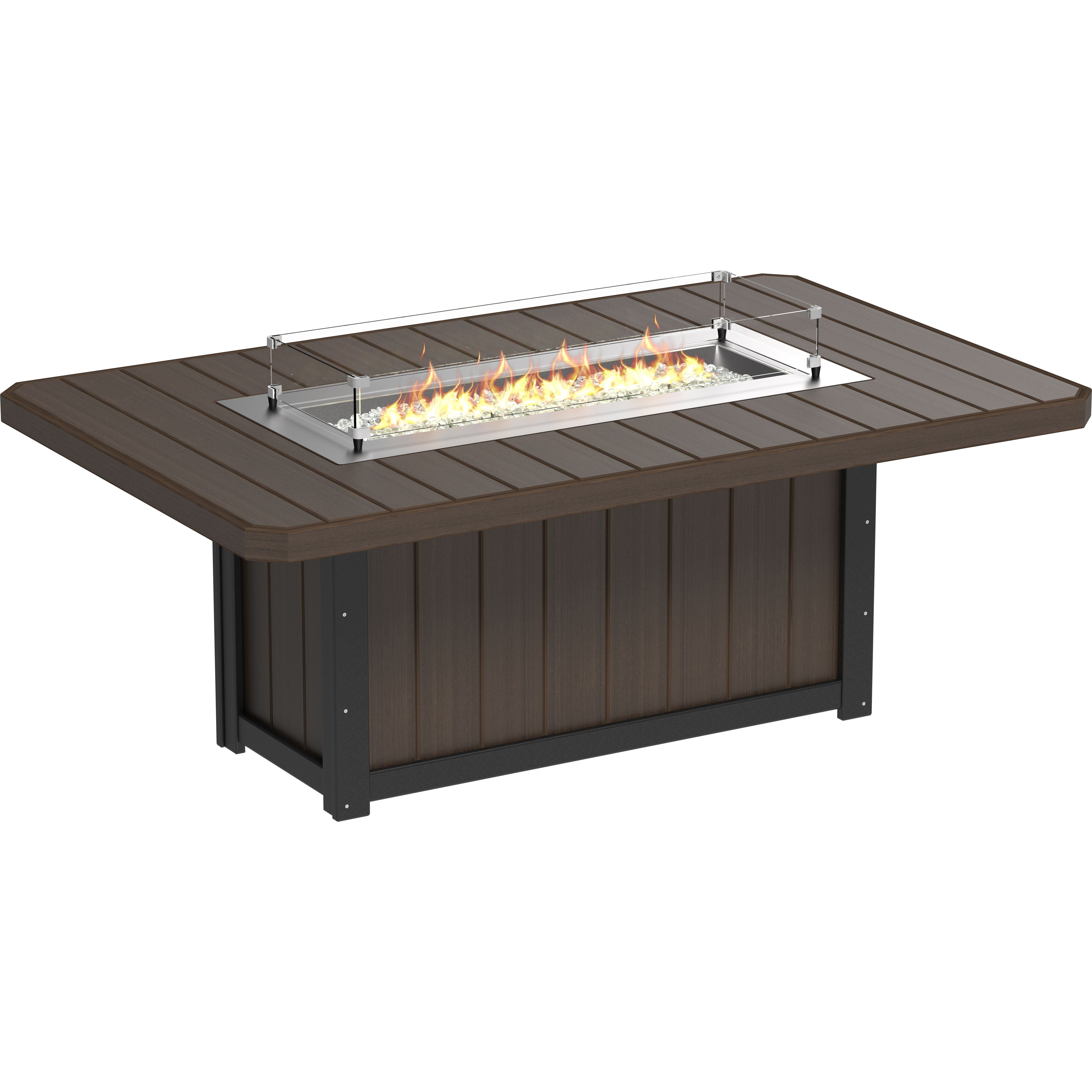 Outdoor fire pit table with flames on a white background