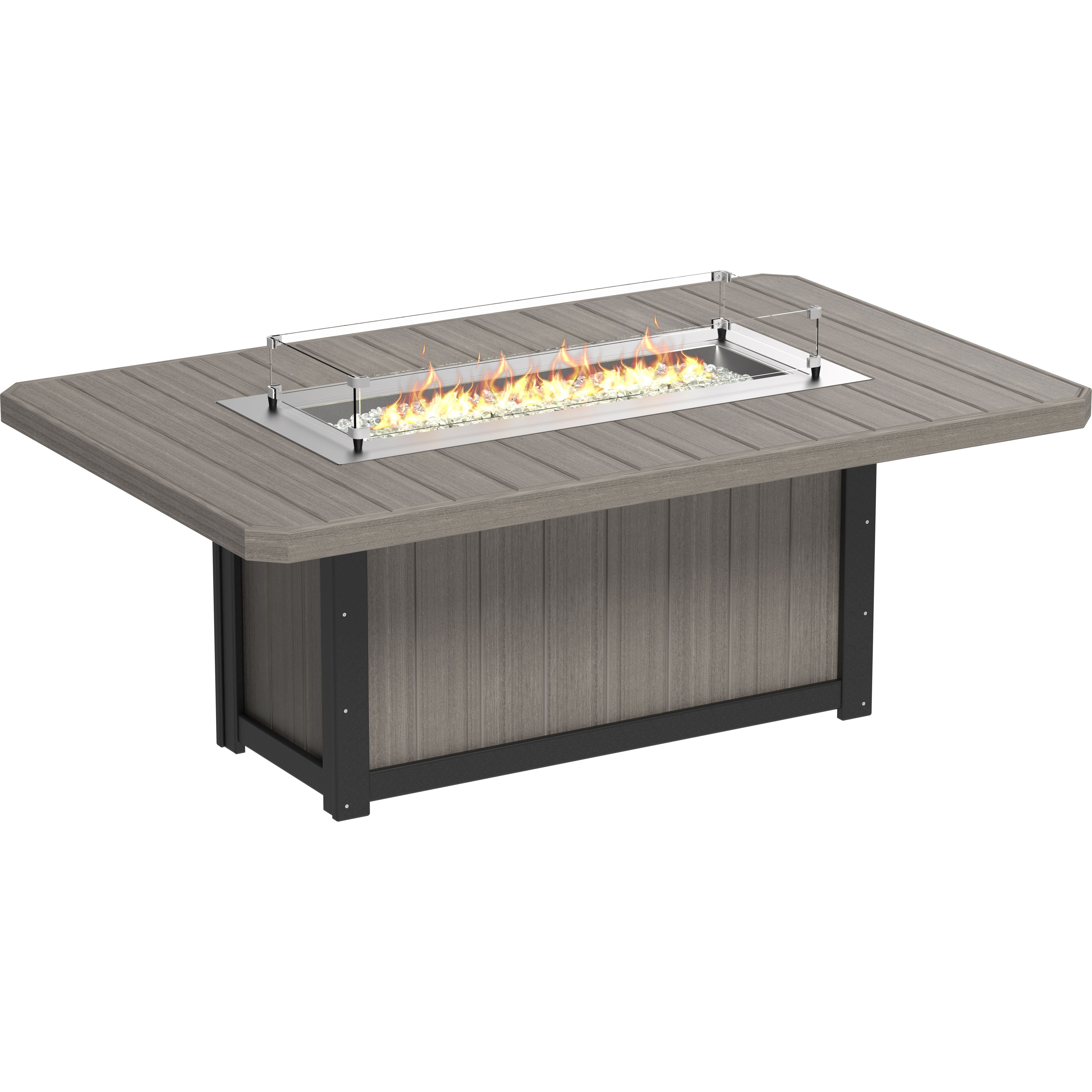 Outdoor fire table with flames on a white background