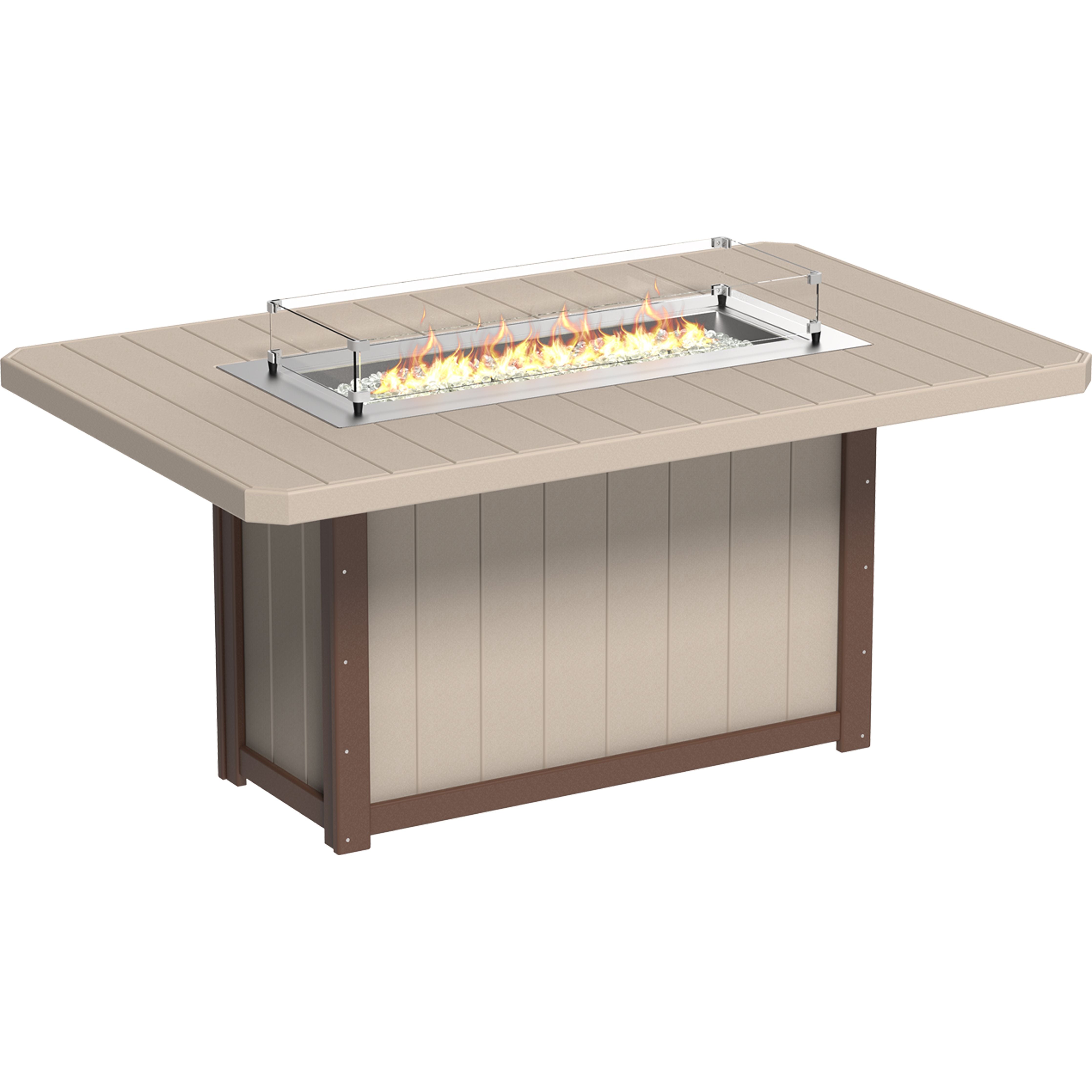 Fire pit table with flames on a white background