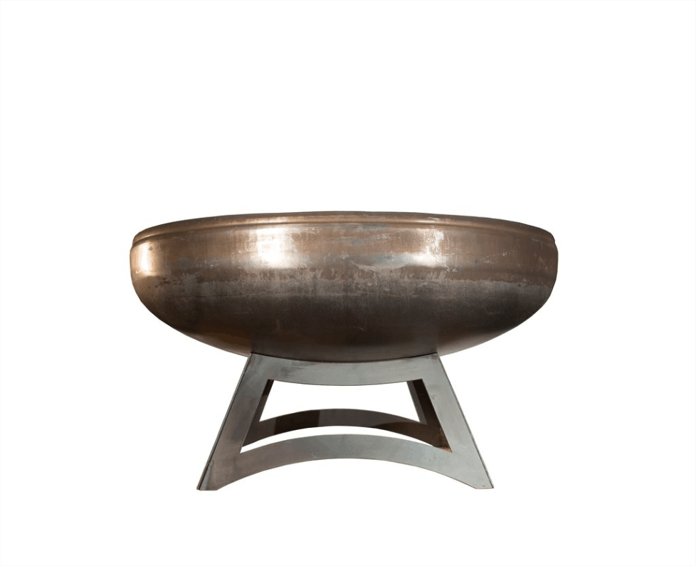 Steel fire pit on a white background