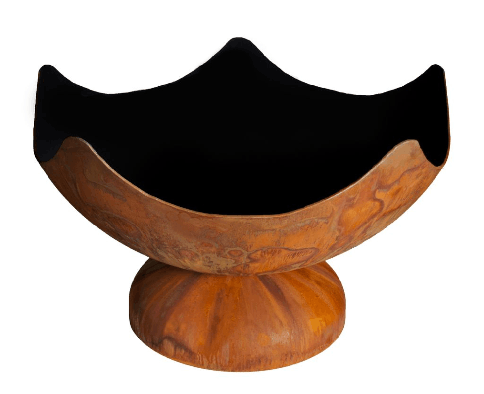Brown steel fire pit on a white background