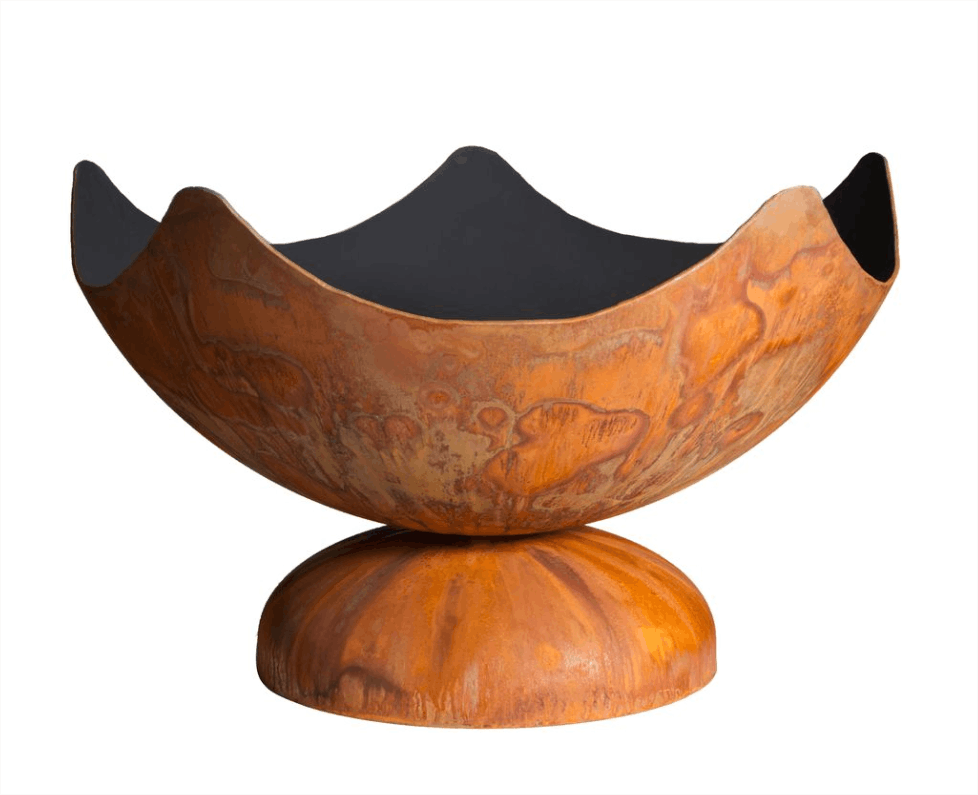 Brown steel firepit on a white background