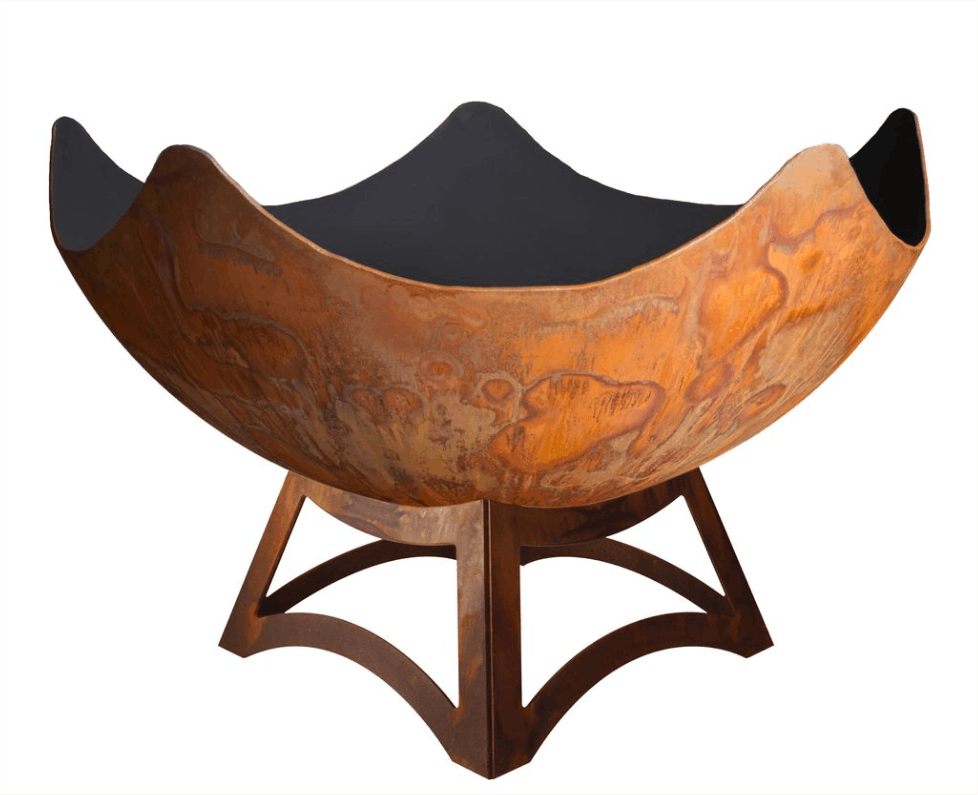Brown steel firepit on a white background
