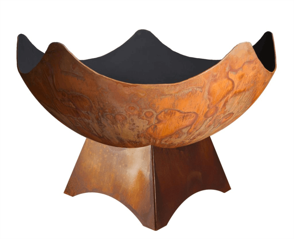 Brown steel fire pit on a white background