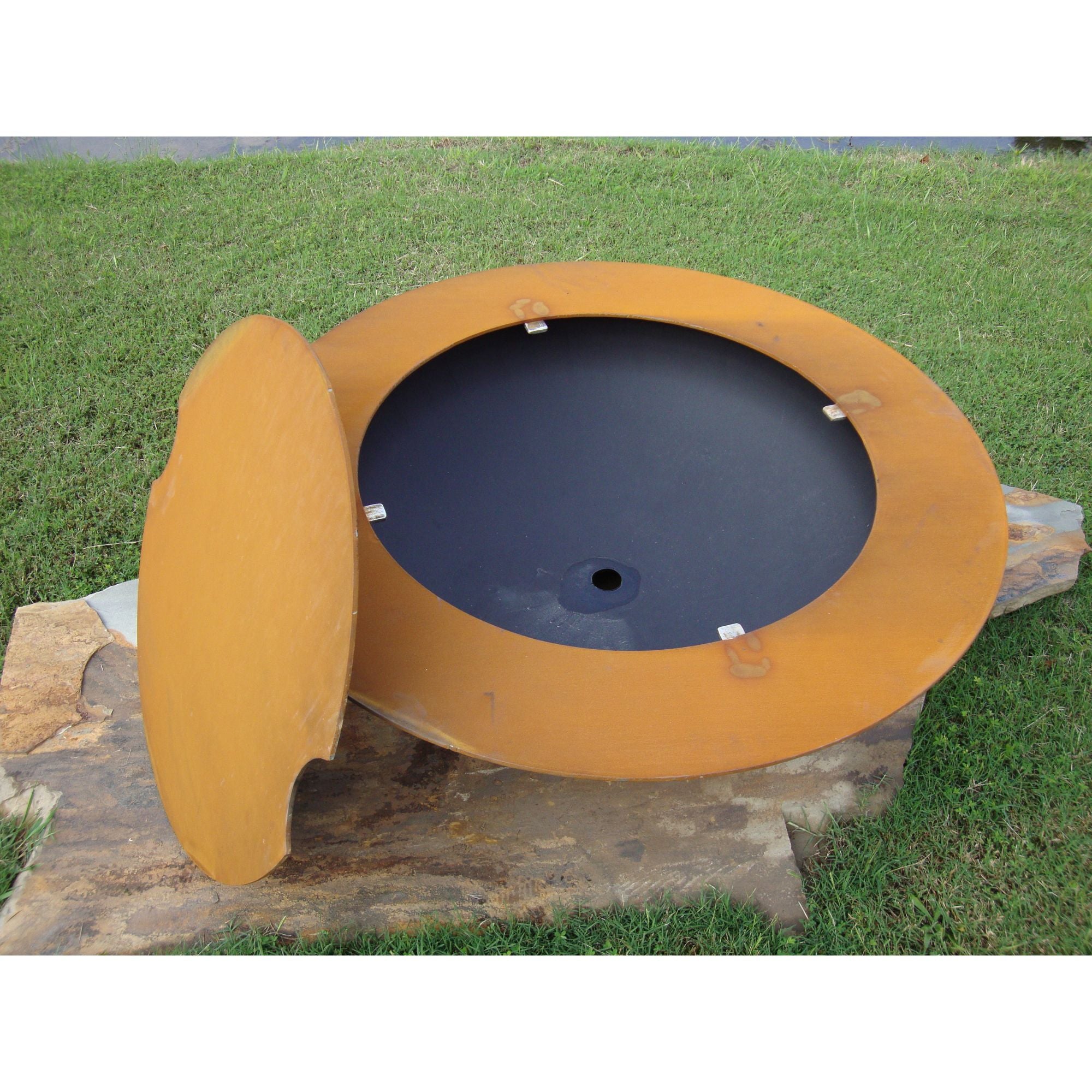 Fire Pit Art Saturn Wood Fire Pit with Lid
