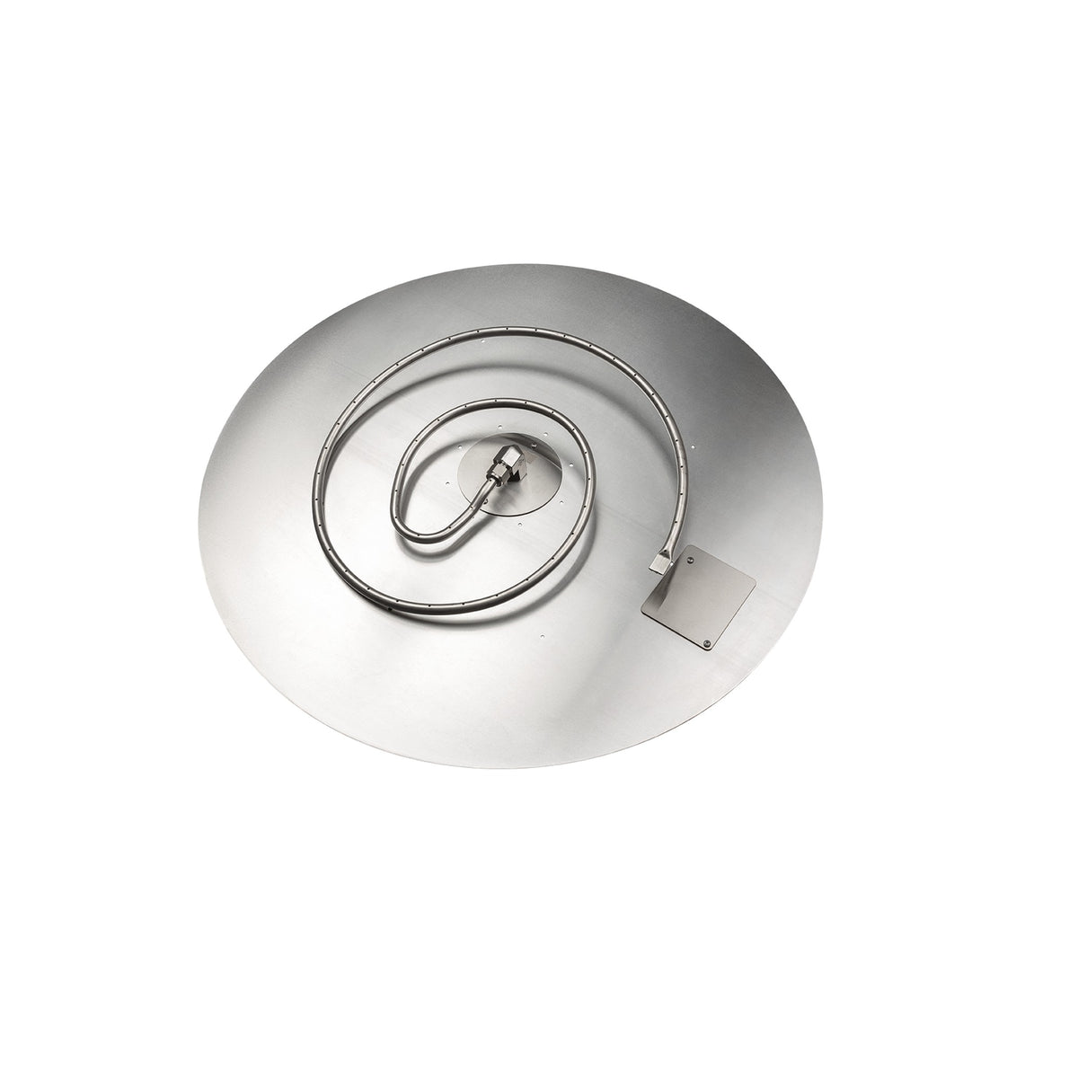 Fire by Design round flat stainless steel burner pan with burner