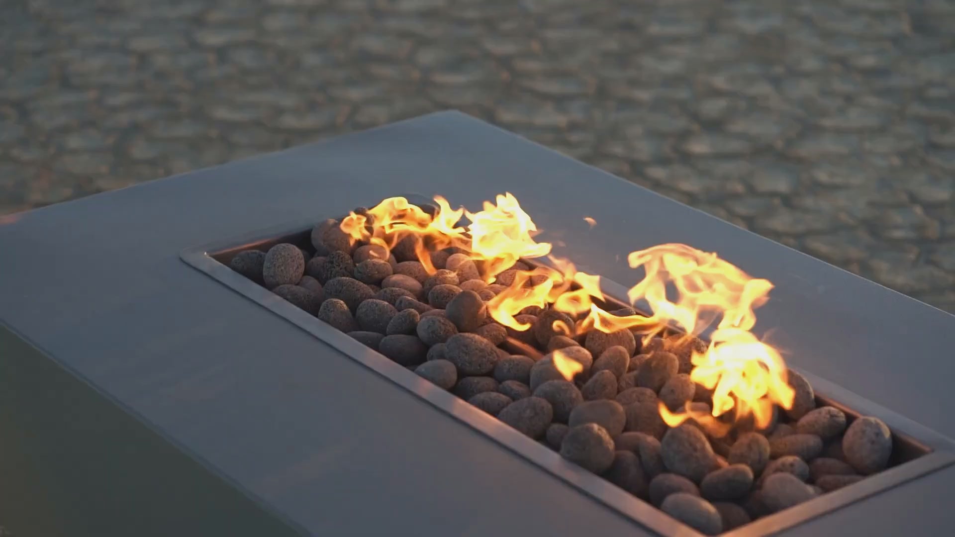 video showing a firepit with flames