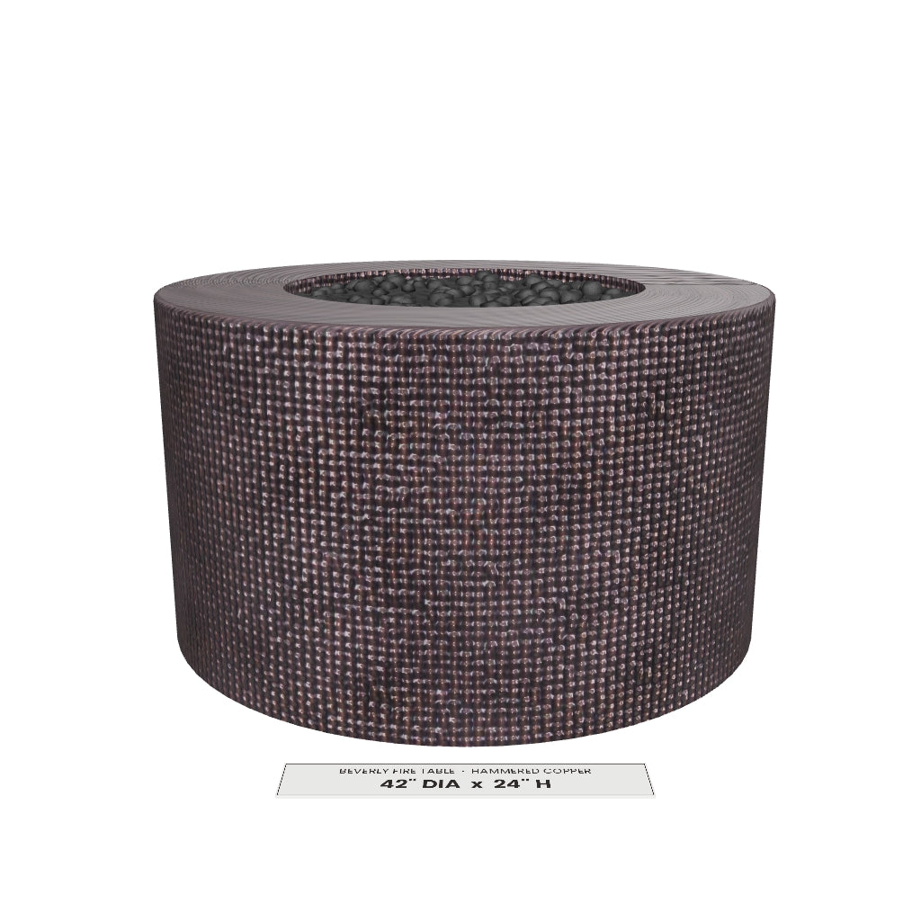 Beverly Fire Table Hammered Copper 3D model – 42 in diameter x 24 in tall
