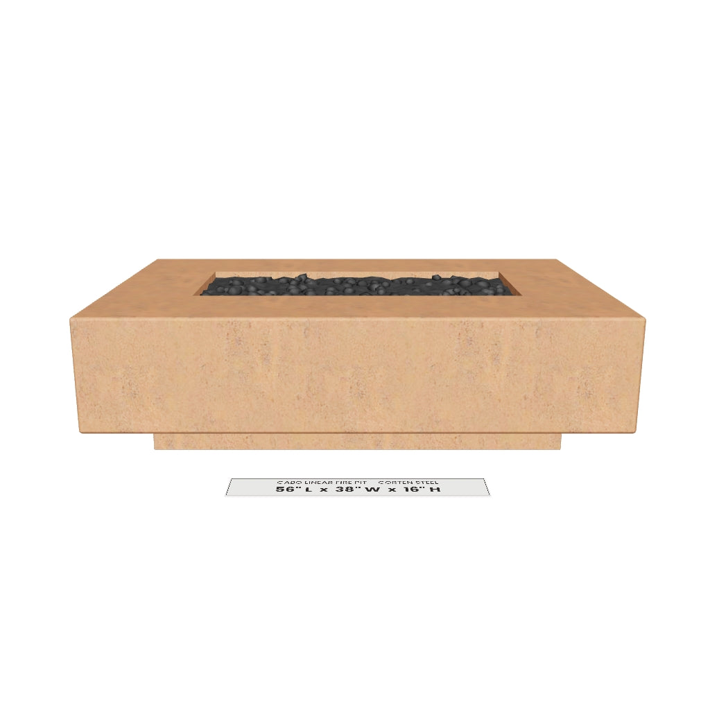 Cabo Linear Fire Pit Corten Steel 3D model – 56 in x 38 in x 16 in tall