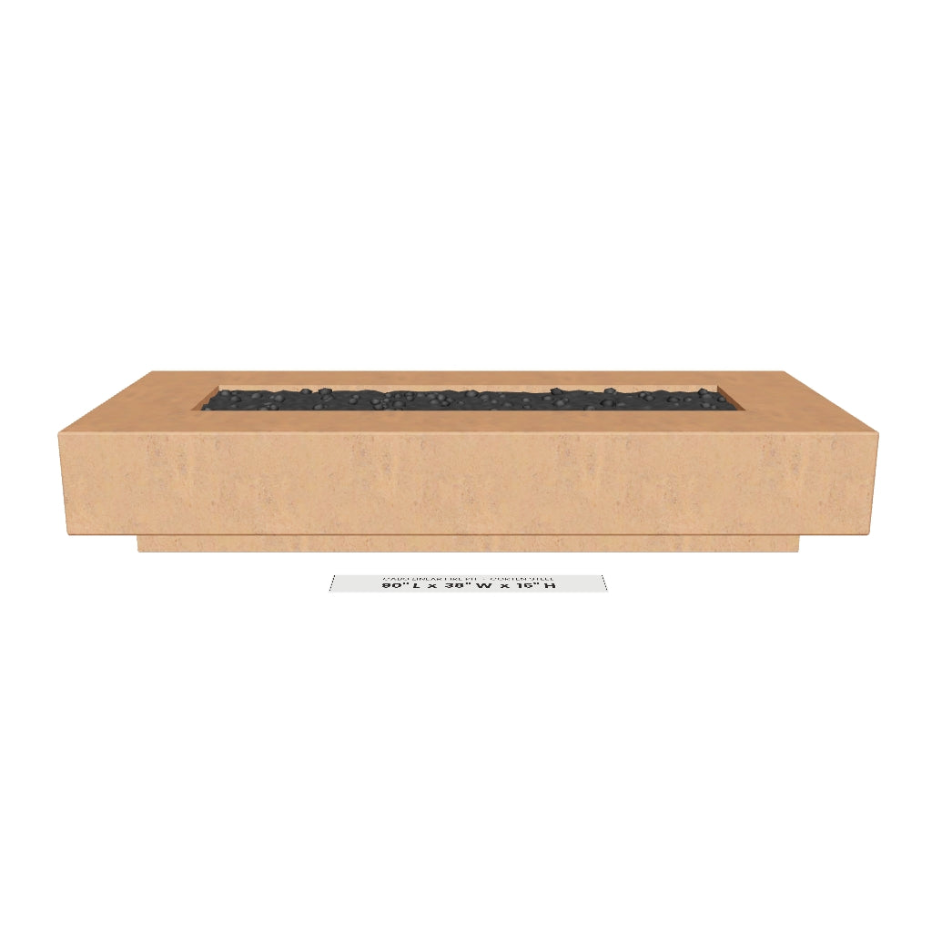 Cabo Linear Fire Pit Corten Steel 3D model – 90 in x 38 in x 16 in tall