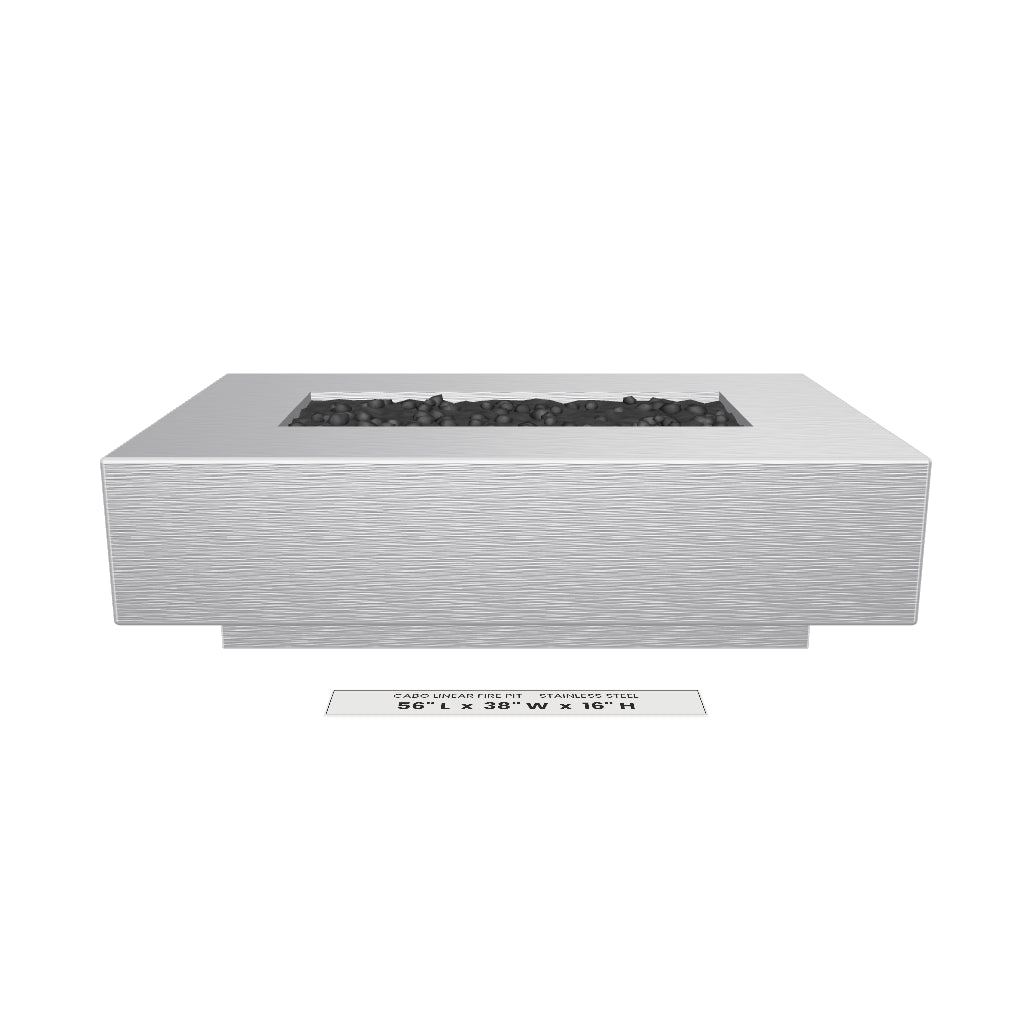 Cabo Linear Fire Pit Stainless Steel 3D model – 56 in x 38 in x 16 in tall
