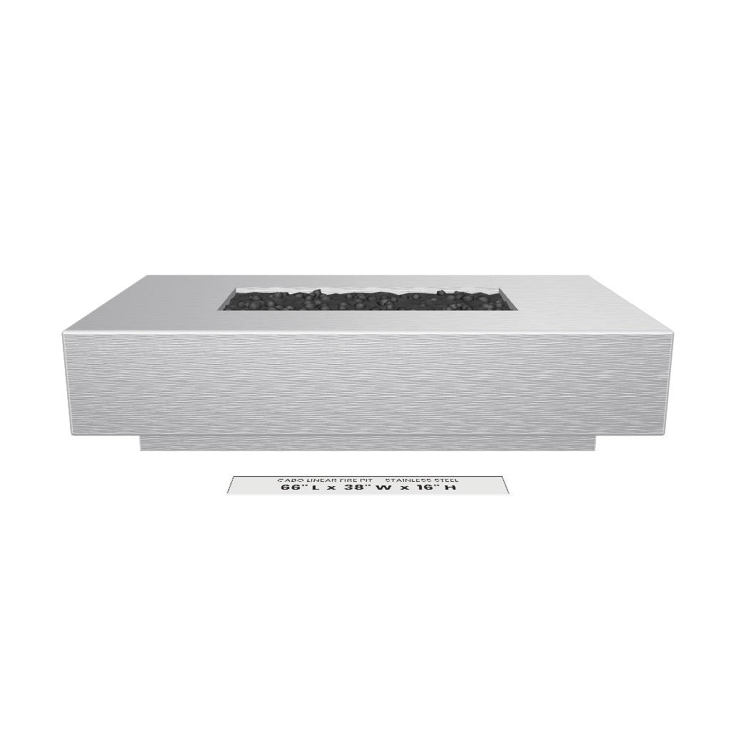Cabo Linear Fire Pit Stainless Steel 3D model – 66 in x 38 in x 16 in tall