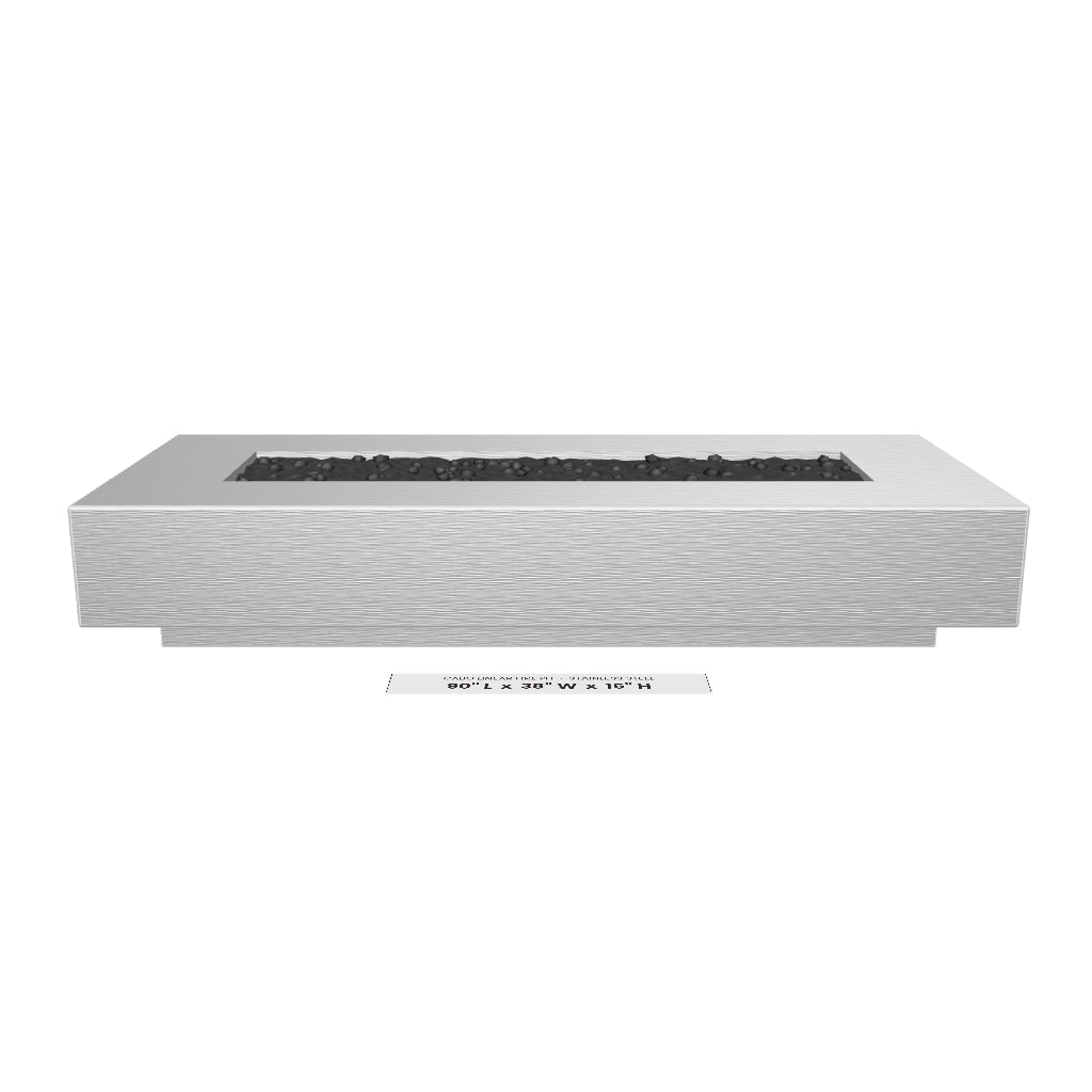 Cabo Linear Fire Pit Stainless Steel 3D model – 90 in x 38 in x 16 in tall