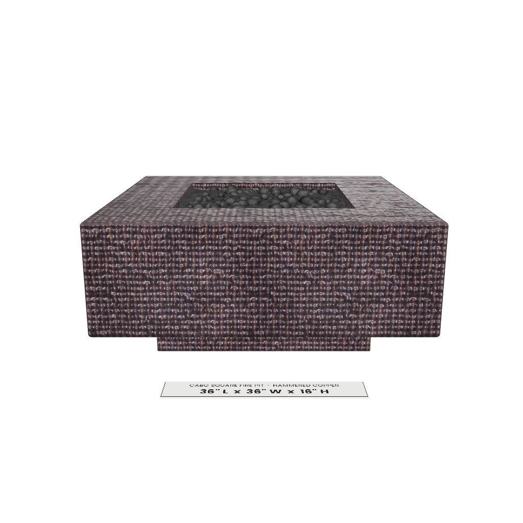 Cabo Square Fire Pit Hammered Copper 3D model – 36 in x 36 in x 16 in tall
