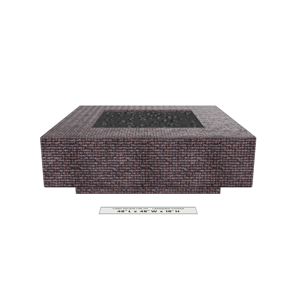 Cabo Square Fire Pit Hammered Copper 3D model – 48 in x 48 in x 16 in tall