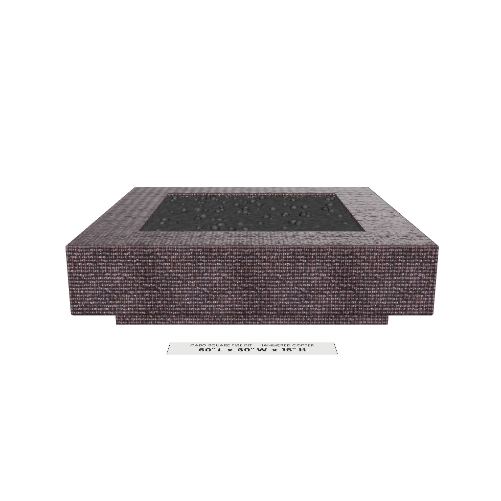 Cabo Square Fire Pit Hammered Copper 3D model – 60 in x 60 in x 16 in tall