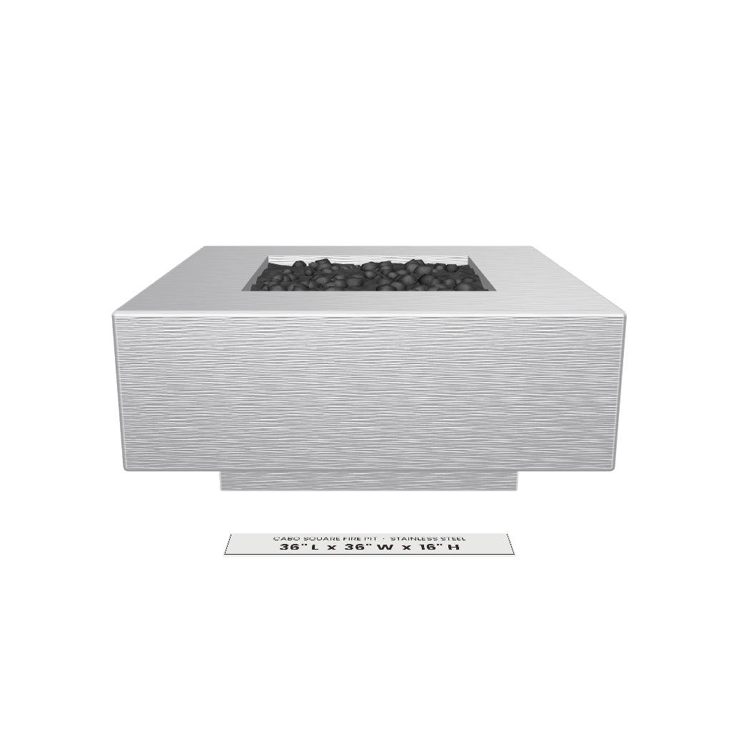 Cabo Square Fire Pit Stainless Steel 3D model – 36 in x 36 in x 16 in tall