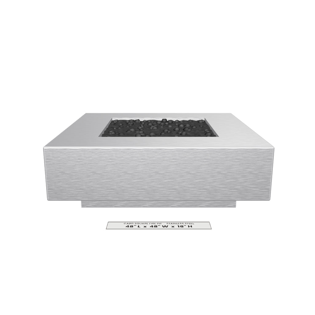 Cabo Square Fire Pit Stainless Steel 3D model – 48 in x 48 in x 16 in tall