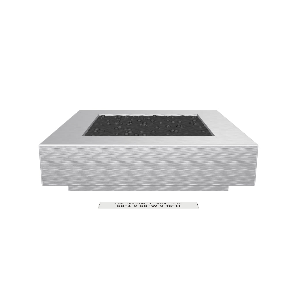 Cabo Square Fire Pit Stainless Steel 3D model – 60 in x 60 in x 16 in tall