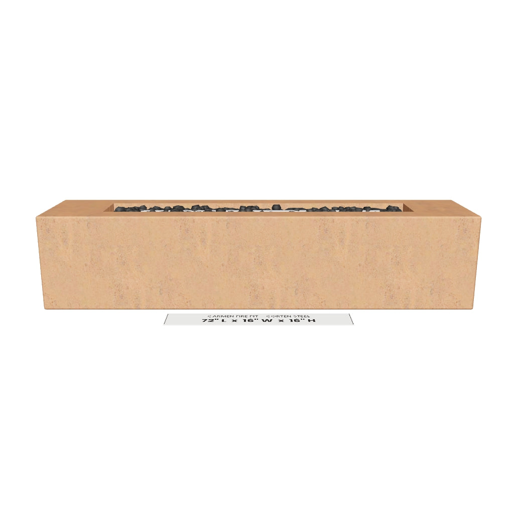 Carmen Fire Pit Corten Steel 3D model – 72 x 16 x 16 in tall