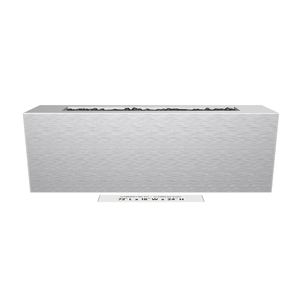Carmen Fire Pit Stainless Steel 3D model – 72 x 16 x 24 in tall